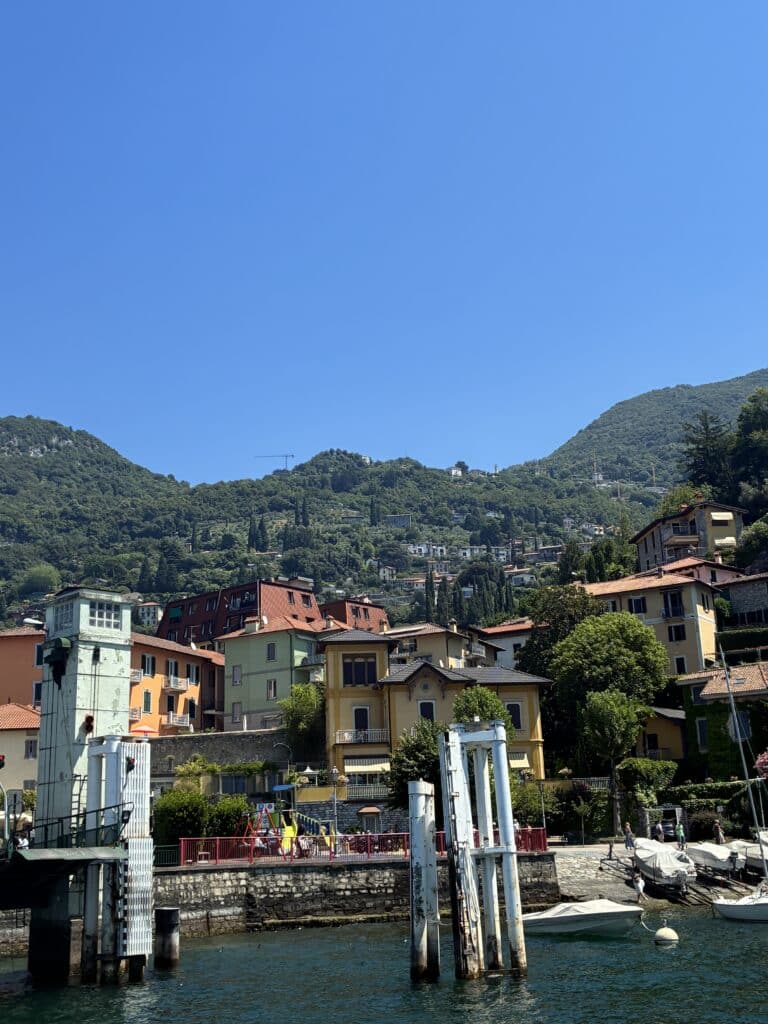 View of Italian coastline from a boat